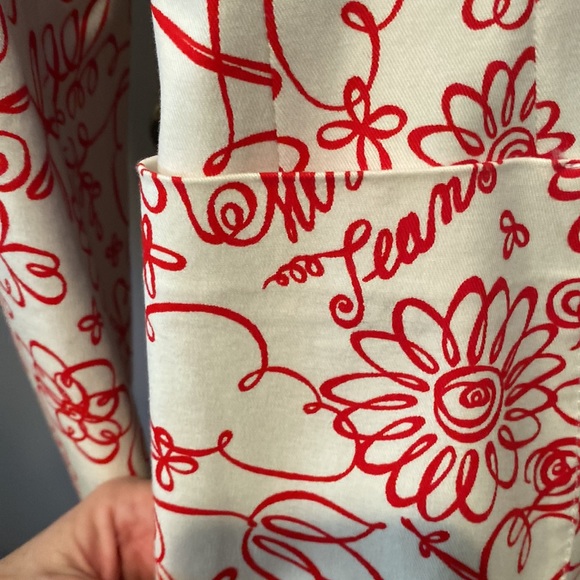 Moschino jeans cotton, red & white patterned blazer with white buttons. - Picture 3 of 12